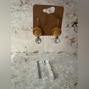 Elegant Brushed Gold Drop Earrings with Rhinestones | Modern Glam Quiet Luxury